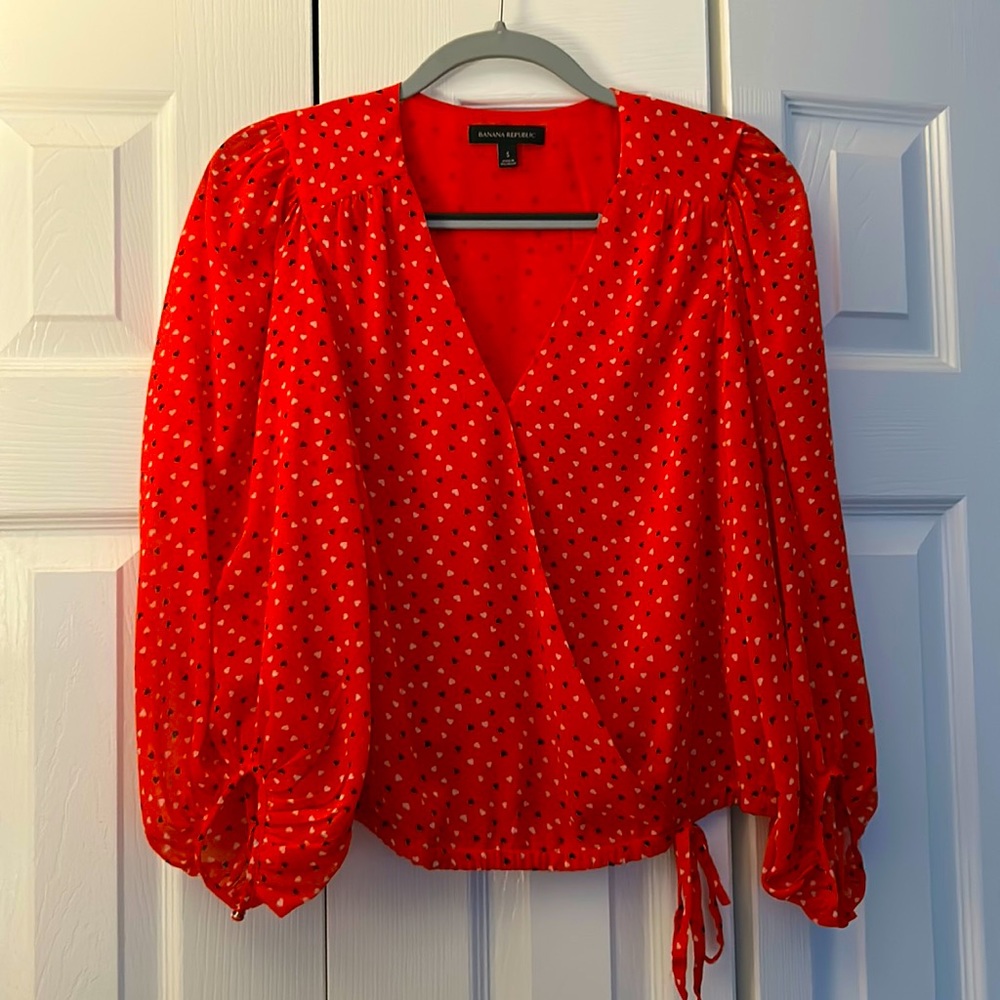 Banana Republic Red Heart Blouse